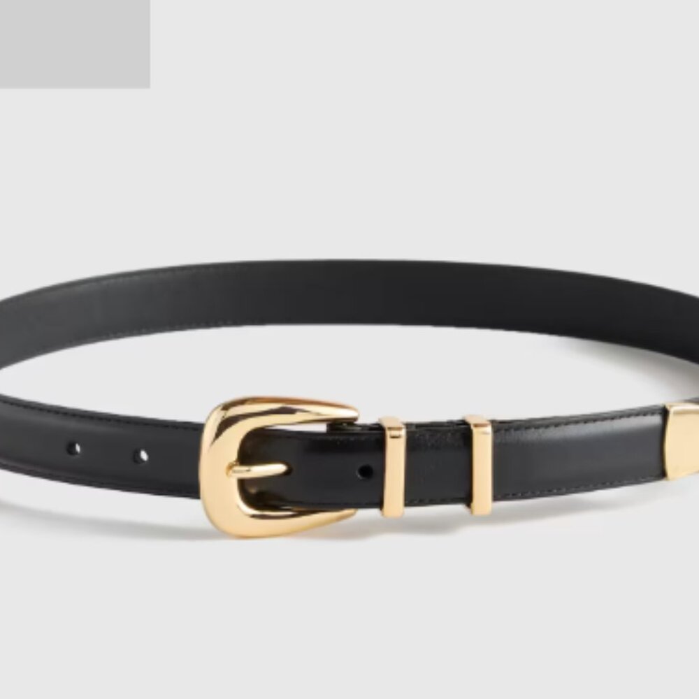 NWT Quince Lola European Leather Western Belt Black Medium